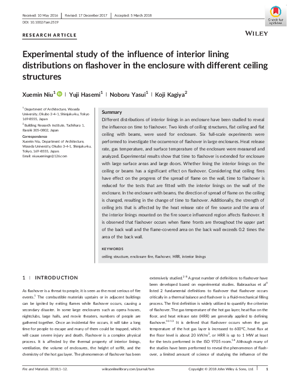 (PDF) Experimental study of the influence of interior lining ...