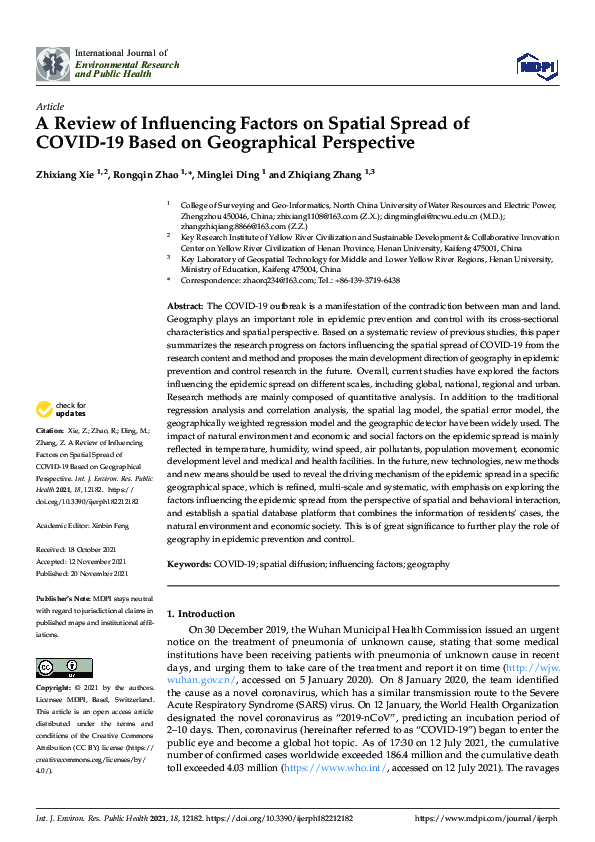 (PDF) A Review of Influencing Factors on Spatial Spread of COVID-19 ...