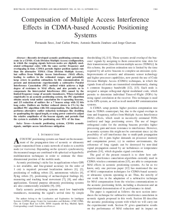 (PDF) Compensation of Multiple Access Interference Effects in CDMA ...