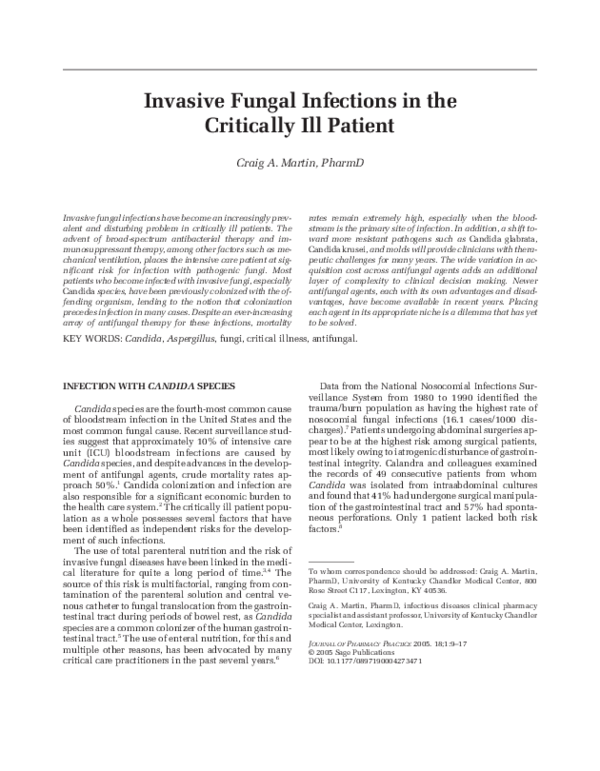 (PDF) Invasive Fungal Infections in Critically Ill Patients