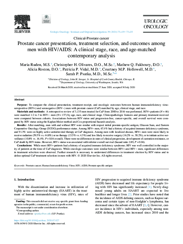(PDF) Prostate cancer presentation, treatment selection, and outcomes ...