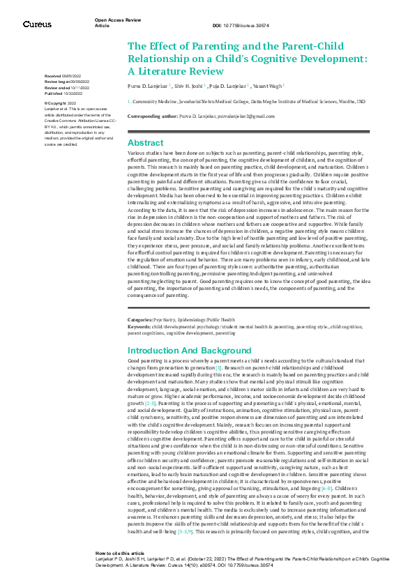(PDF) The Effect of Parenting and the Parent-Child Relationship on a ...