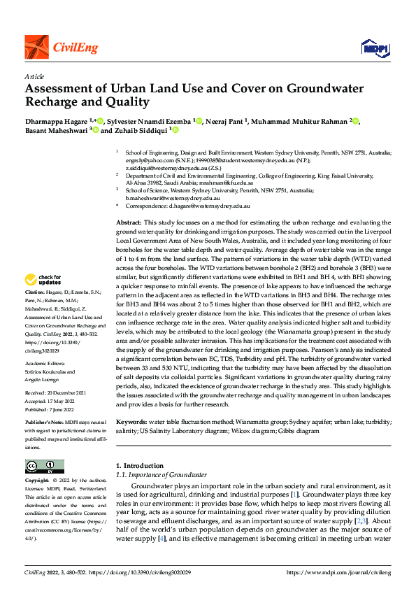 (PDF) Assessment of Urban Land Use and Cover on Groundwater Recharge ...