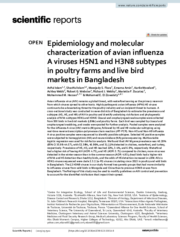(PDF) Epidemiology and molecular characterization of avian influenza A ...