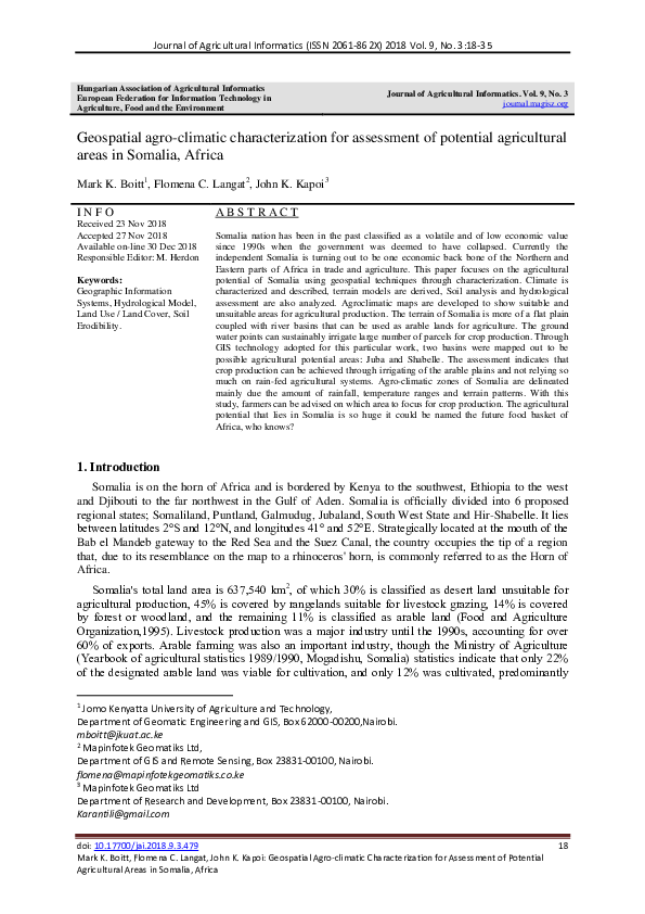 (PDF) Geospatial agro-climatic characterization for assessment of ...