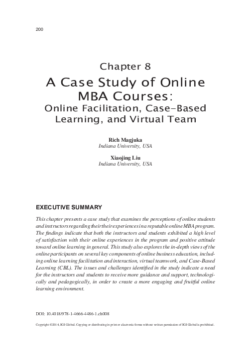 (PDF) A Case Study of Online MBA Courses