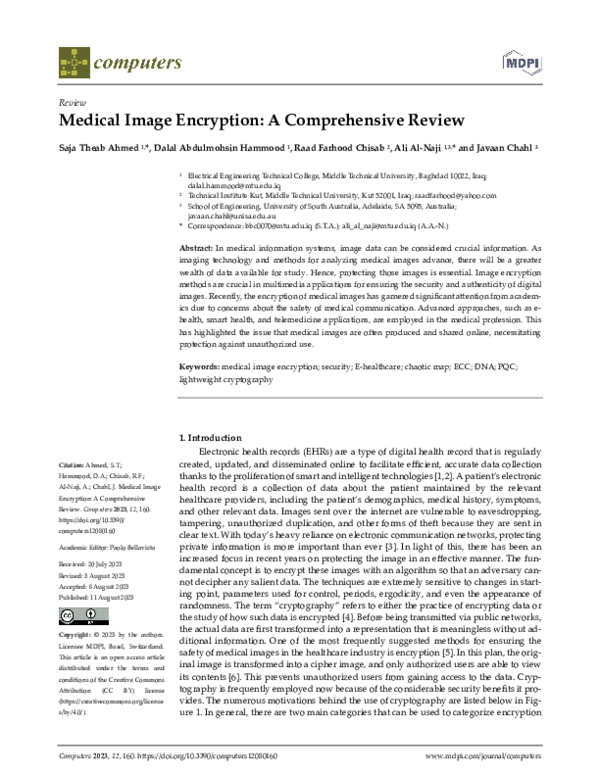 (PDF) Medical Image Encryption: A Comprehensive Review