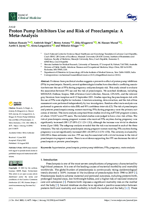 (PDF) Proton Pump Inhibitors Use and Risk of Preeclampsia: A Meta-Analysis