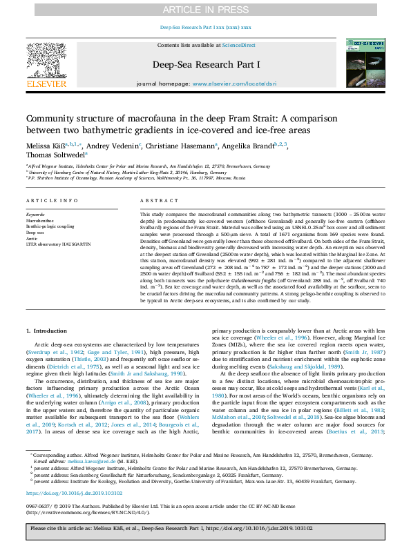 (PDF) Community structure of macrofauna in the deep Fram Strait: A ...