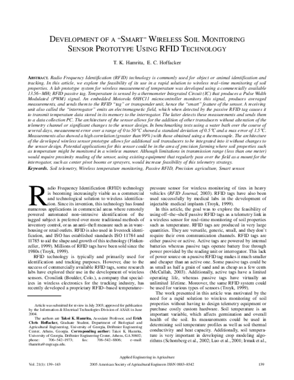 (PDF) Development of a Â smartâ Wireless Soil Monitoring Sensor ...