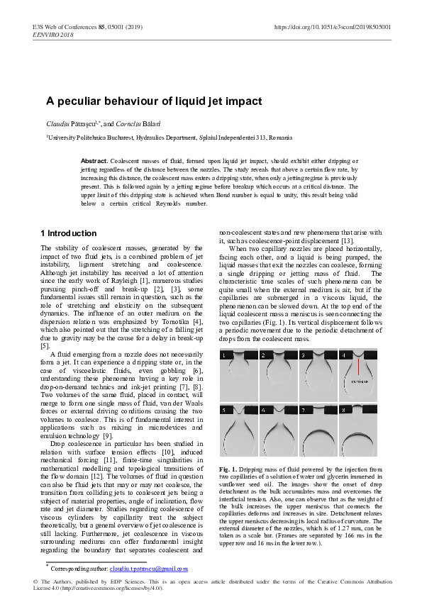 (PDF) A peculiar behaviour of liquid jet impact