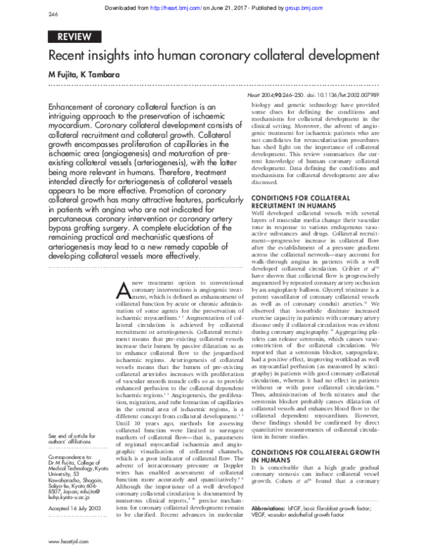 (PDF) Recent insights into human coronary collateral development