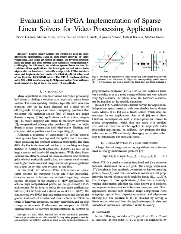 (PDF) Evaluation and FPGA Implementation of Sparse Linear Solvers for ...