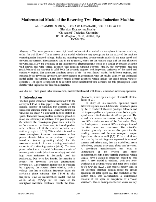 (PDF) Mathematical model of the reversing two-phase induction machine