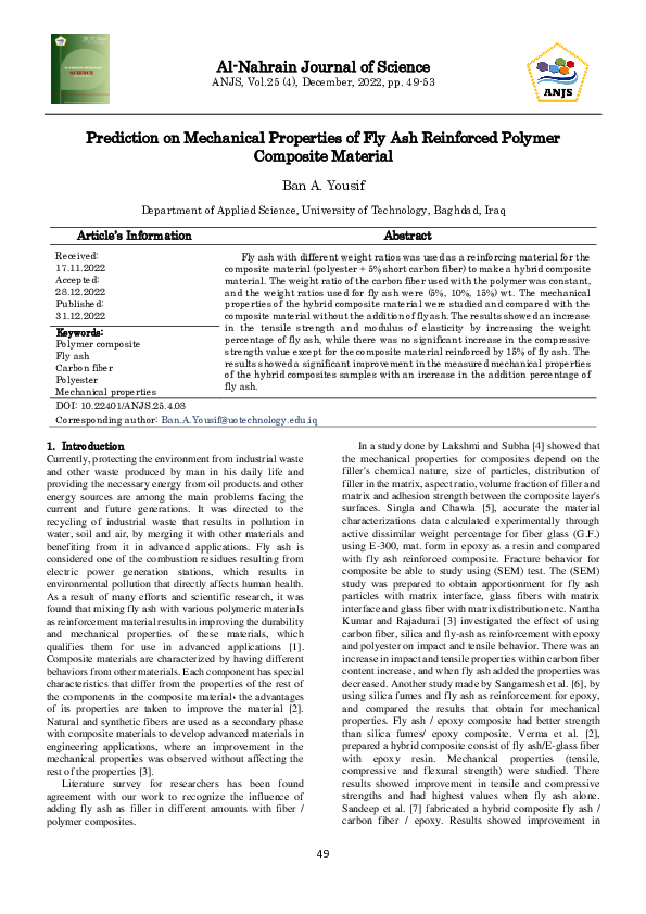 (PDF) Prediction on Mechanical Properties of Fly Ash Reinforced Polymer ...