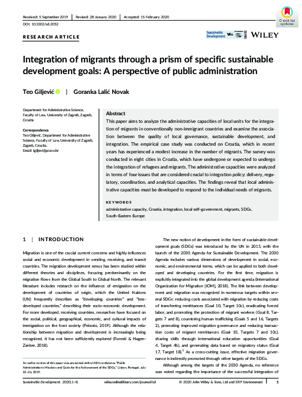 (PDF) Integration of migrants through a prism of specific sustainable ...