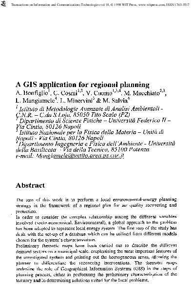 (PDF) A GIS Application For Regional Planning