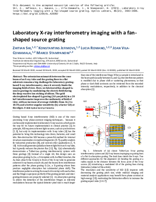 (PDF) Laboratory X-ray interferometry imaging with a fan-shaped source ...
