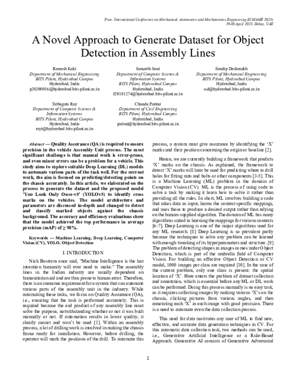 (PDF) A Novel Approach to Generate Dataset for Object Detection in ...