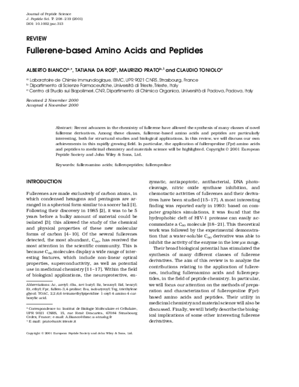 (PDF) Fullerene-based amino acids and peptides