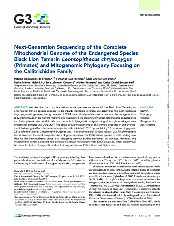 (PDF) Next-Generation Sequencing of the Complete Mitochondrial Genome ...