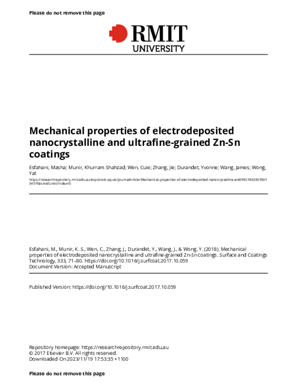(PDF) Mechanical properties of electrodeposited nanocrystalline and ...