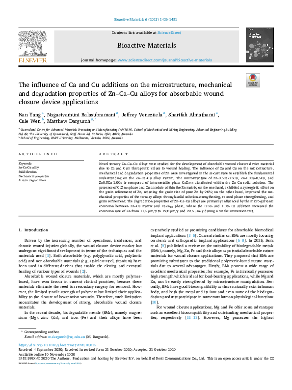 (PDF) The influence of Ca and Cu additions on the microstructure ...