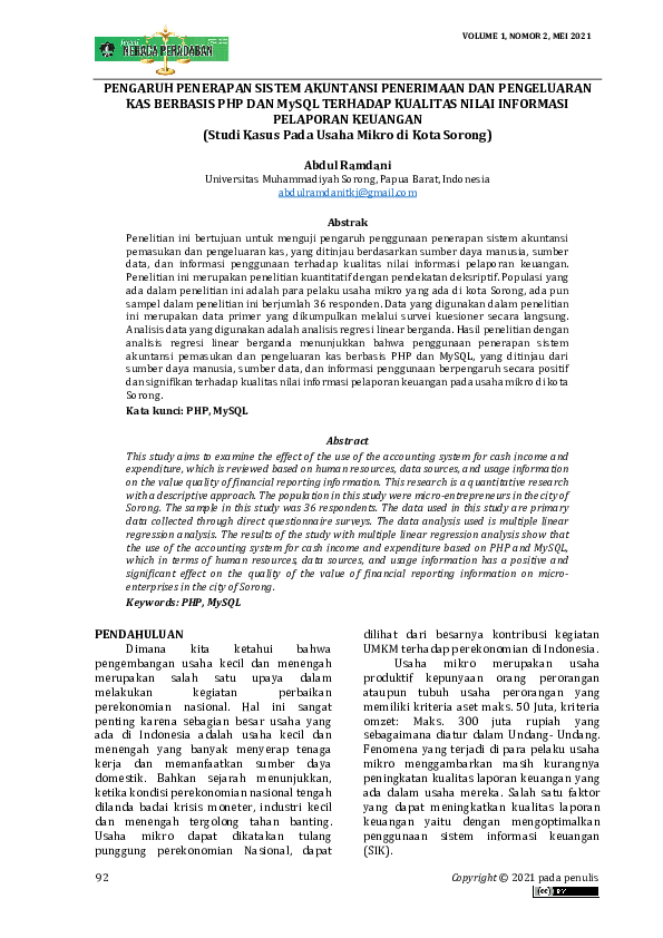 (PDF) Pengaruh Penerapan Sistem Akuntansi Penerimaan dan Pengeluaran ...