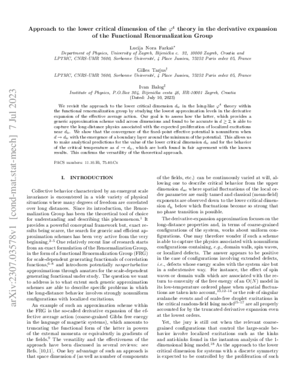 (PDF) Approach to the lower critical dimension of the $\varphi^4 ...