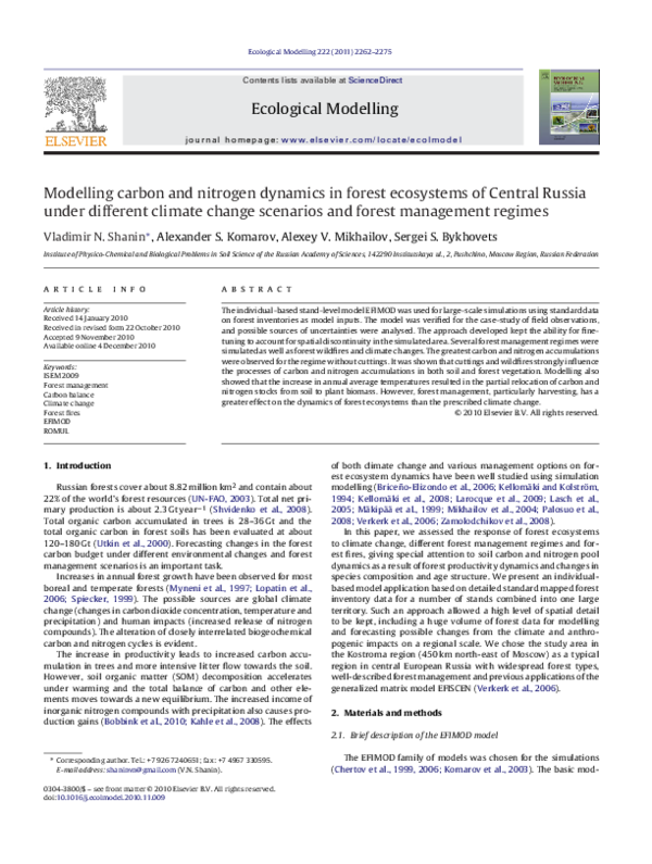 (PDF) Modelling carbon and nitrogen dynamics in forest ecosystems of ...