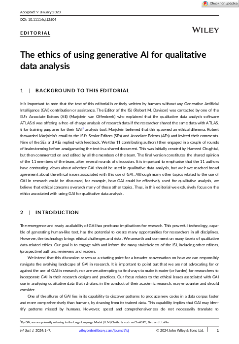(PDF) The ethics of using generative AI for qualitative data analysis