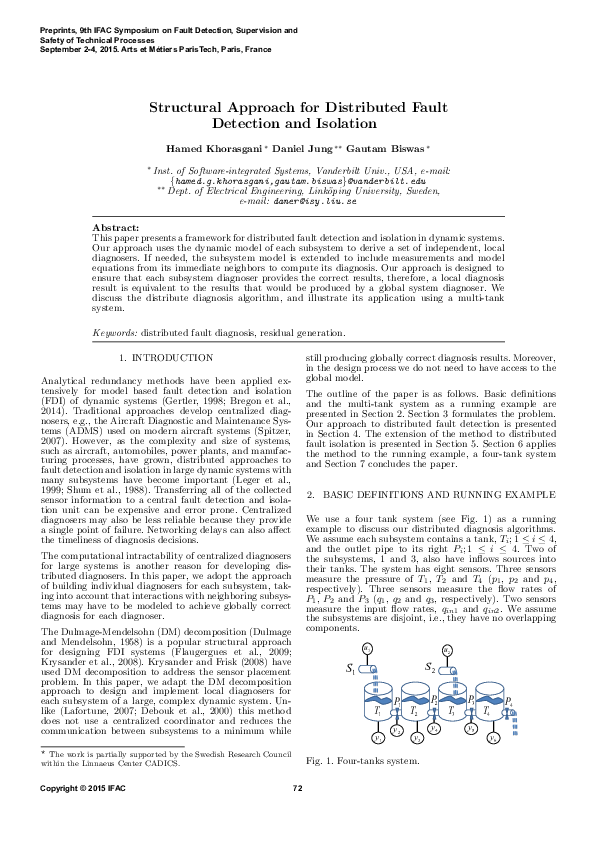 (PDF) Structural Approach for Distributed Fault Detection and Isolation