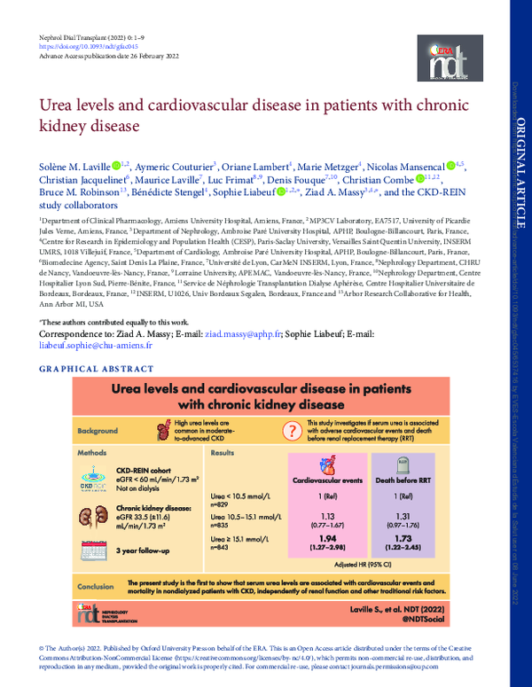 (PDF) Urea levels and cardiovascular disease in patients with chronic ...