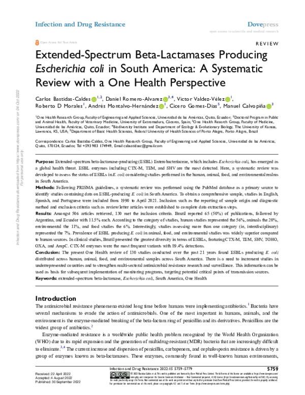 (PDF) Extended-Spectrum Beta-Lactamases Producing Escherichia coli in ...