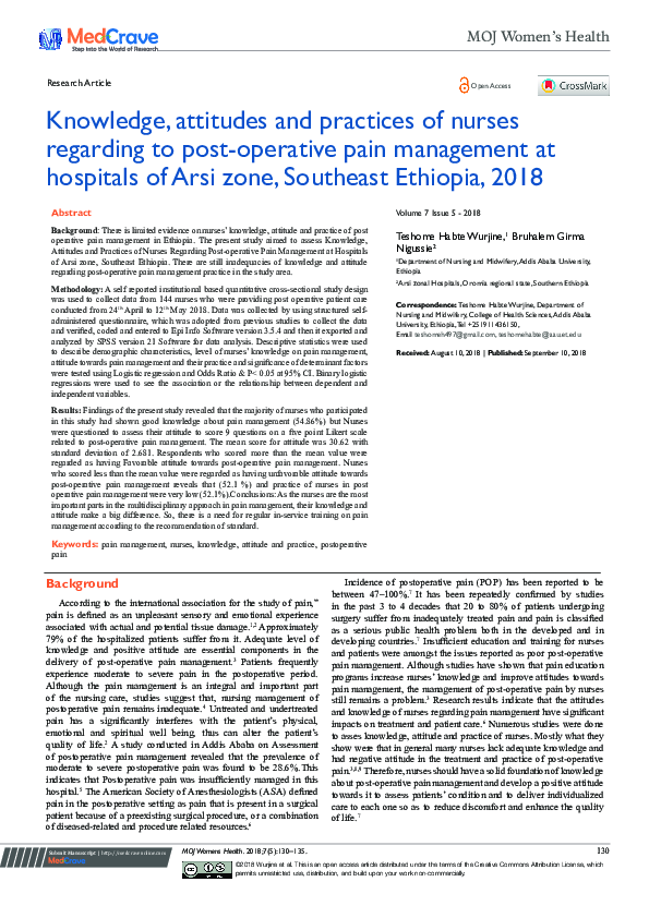(PDF) Knowledge, attitudes and practices of nurses regarding to post ...