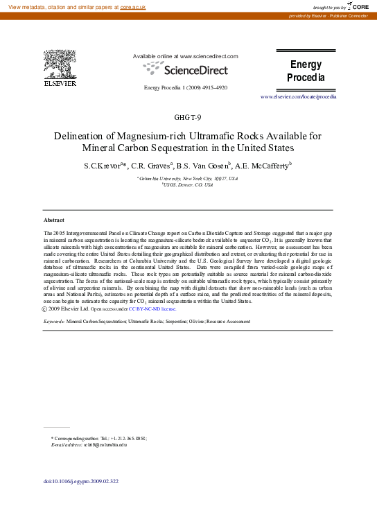 (PDF) Delineation of Magnesium-rich Ultramafic Rocks Available for ...
