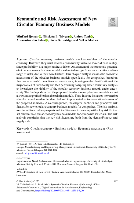 (PDF) Economic and Risk Assessment of New Circular Economy Business Models