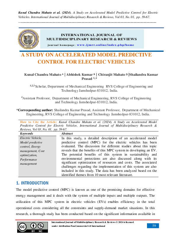 (PDF) A STUDY ON ACCELERATED MODEL PREDICTIVE CONTROL FOR ELECTRIC