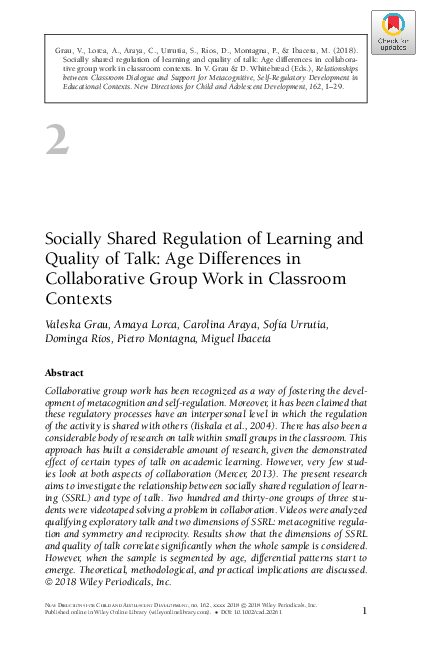 (PDF) Socially Shared Regulation of Learning and Quality of Talk: Age ...