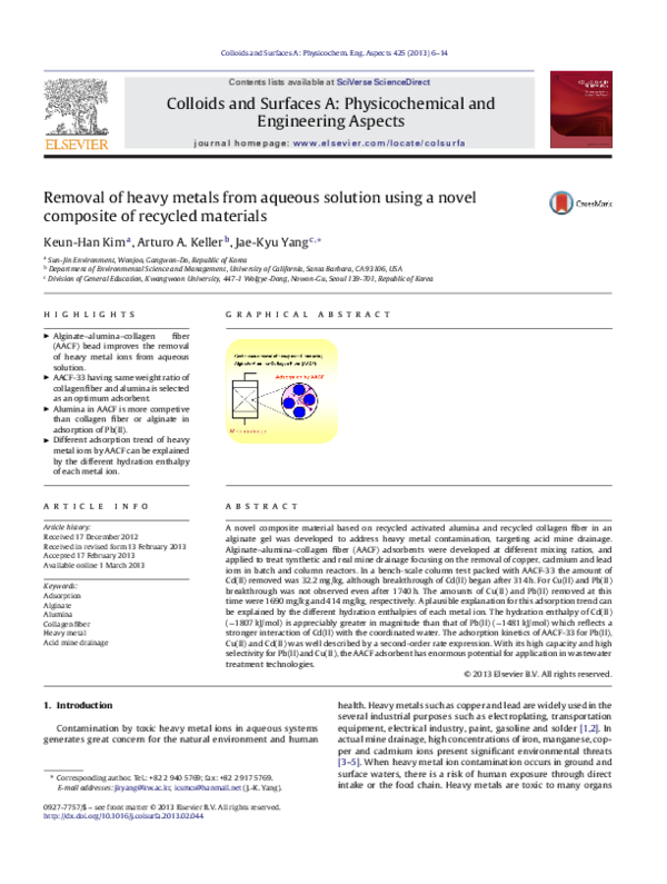 (PDF) Removal of Heavy Metals from Aqueous Solution Using Natural and ...