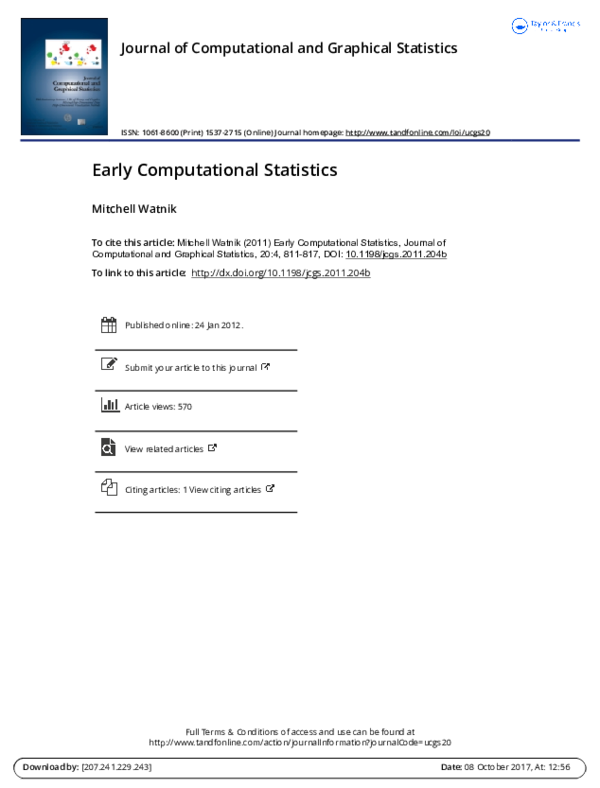 (PDF) Early Computational Statistics