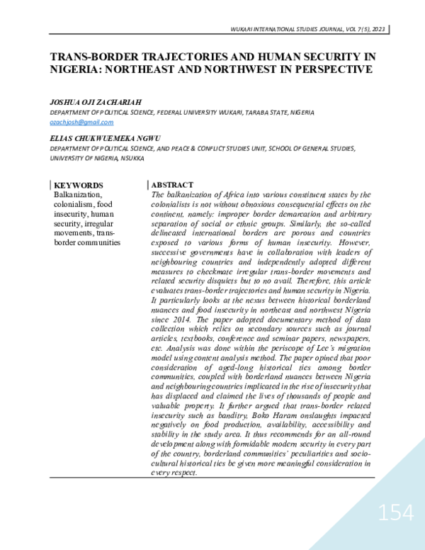 (PDF) TRANS-BORDER TRAJECTORIES AND HUMAN SECURITY IN NIGERIA ...