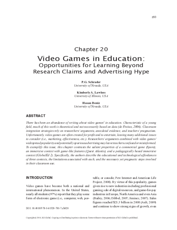 (PDF) Video Games in Education