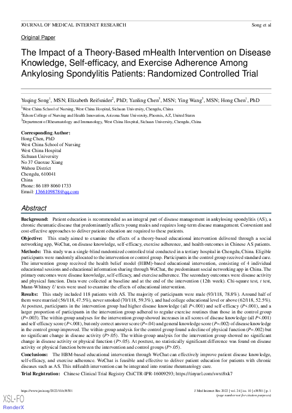 (PDF) The Impact of a Theory-Based mHealth Intervention on Disease ...