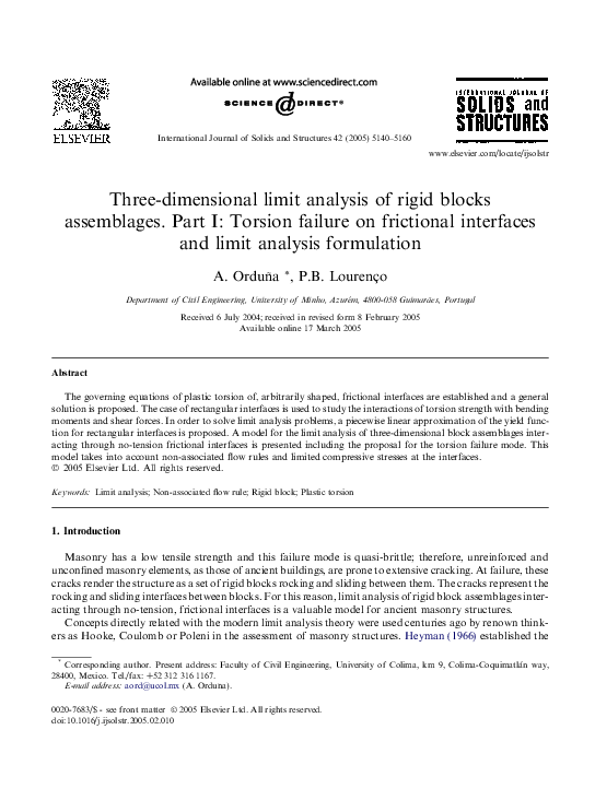 (PDF) Three-dimensional limit analysis of rigid blocks assemblages ...