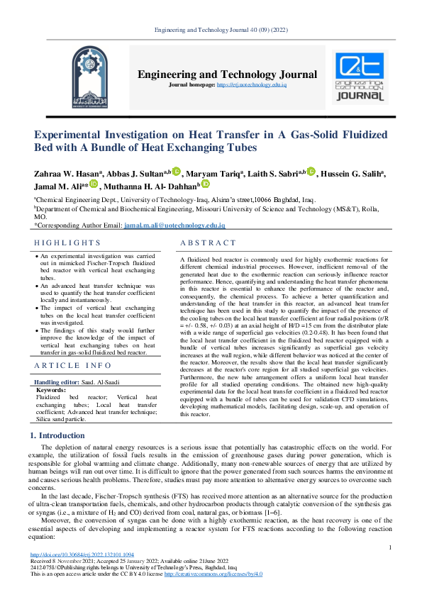 (PDF) Experimental investigation on heat transfer in a gas-solid ...