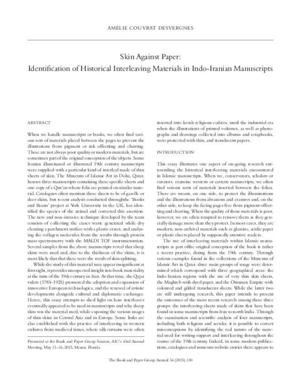 (PDF) Skin Against Paper: Identification of Historical Interleaving ...