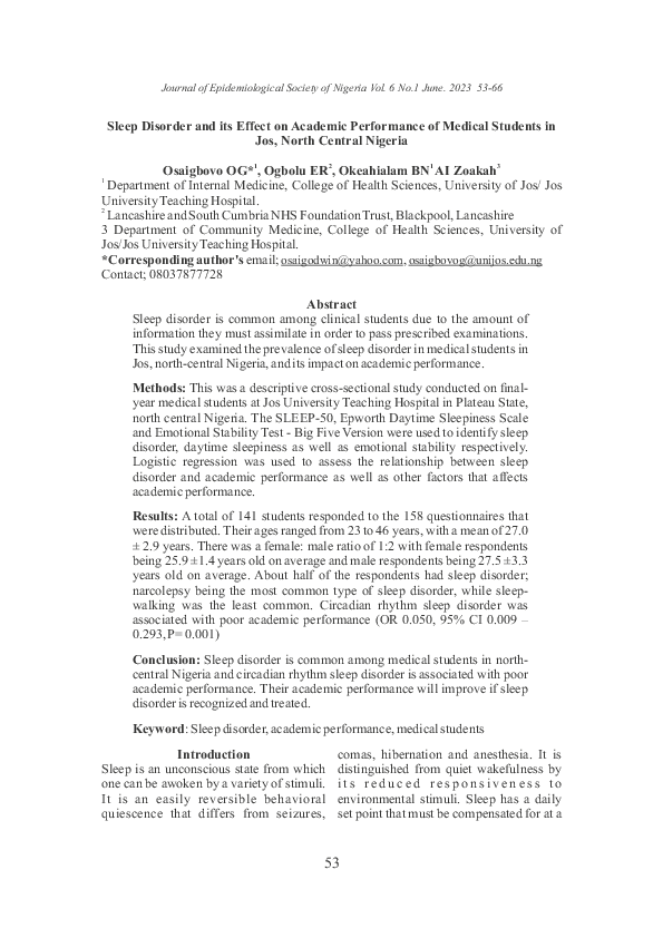 (PDF) Sleep Disorder and its Effect on Academic Performance of Medical ...