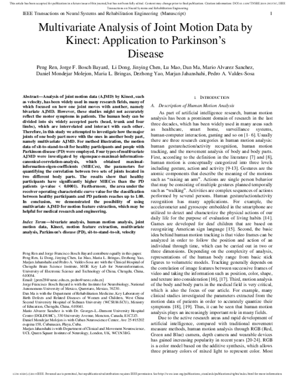 (PDF) Multivariate Analysis of Joint Motion Data by Kinect: Application ...