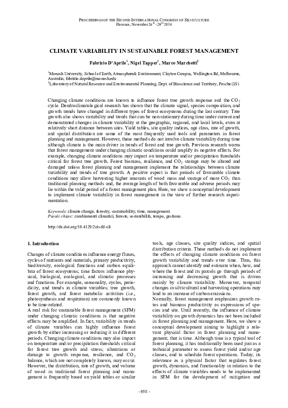 (PDF) Climate variability in sustainable forest management